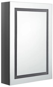 fényes szürke LED-es tükrös fürdőszobaszekrény 50 x 13 x 70 cm