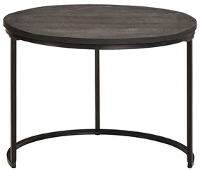 vidaXL Fészkelt Kávézó Asztalok 3 pcs Fekete Tömör mangófa és acél