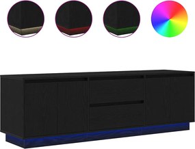 vidaXL fekete TV-szekrény LED-világítással 160,5x41x50 cm