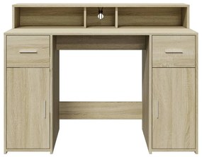sonoma tölgy színű szerelt fa íróasztal LED-ekkel 120x55x91 cm