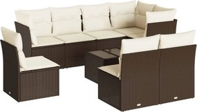 vidaXL 9 részes barna polyrattan kerti ülőgarnitúra párnákkal