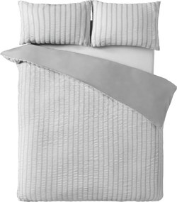 Szürke egyszemélyes ágyneműhuzat 135x200 cm So Soft Seersucker Stripe – Catherine Lansfield