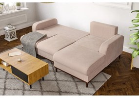 Bézs kordbársony sarokkanapé (jobb oldali) Beata – Ropez