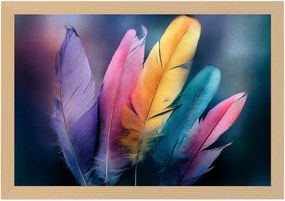 Poszter Keret Fa Pasztell Toll Boho Dekoráció Színek 60x40