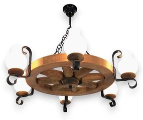 Brilagi - Csillár láncon ROATA 6xE14/40W/230V bükkfa