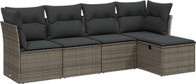 vidaXL 5 részes szürke polyrattan kerti ülőgarnitúra párnákkal