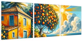 Kép - Ház narancsokkal I. (órával) (90x30 cm)