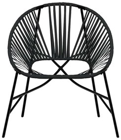 3 db fekete polyrattan kerti szék szett