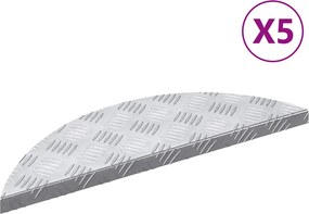 vidaXL Lépcsőfok Félhold 5 pcs Ezüst 60 x 18 x 2,5 cm Alumínium