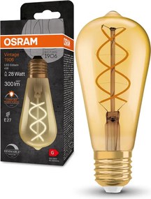 Led izzó ST64 E27 4W 28W 2000K Szabályozható Vintage Filament Osram