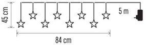 LED Karácsonyi kültéri lánc 8xLED/5,84m IP44 csillagok