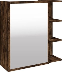 vidaXL füstös tölgy színű szerelt fa tükrös szekrény 62,5x20,5x64 cm