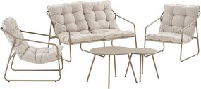 Bézs kárpitozott négyszemélyes kerti lounge szett Nilo – House Nordic