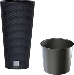 Kerek kaspó magas rattan 25x25x47,6 cm antracit