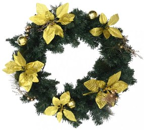 zöld PVC karácsonyi koszorú LED-lámpákkal 60 cm