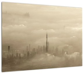 Egy város képe a felhőkben (üvegen) (70x50 cm)