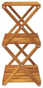 3 szintes barna tömör akácfa összecsukható polc 43 x 31 x 63 cm