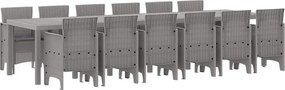 vidaXL Kert étkező szett 13 pcs Világosszürke Polt rattan