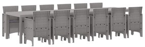 vidaXL Kert étkező szett 13 pcs Világosszürke Polt rattan