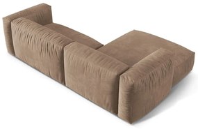 Világosbarna bársony moduláris sarokkanapé (bal oldali-heverő résszel) Martina – Micadoni