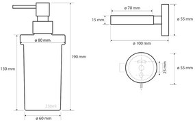 SAPHO XS101 X-Steel szappanadagoló,tejüveg/csiszolt rozsdamentes acél, 230 ml