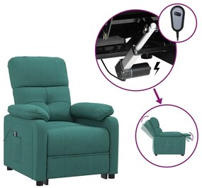 sötétzöld szövet elektromos dönthető fotel