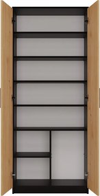 Aldabra Oliv 2D könyvespolc, irodaiszekrény, 74x180x35 cm, antracit-tölgy