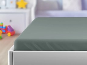 Jersey szürke zöld lepedő gyermekágyhoz 70 x 140 cm