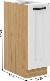 Alsó szekrény kihúzható kosárral, fehér/artisan tölgy, LULA D30 CARGO
