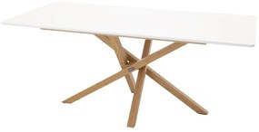 Asztal Dallas 193Tölgy, Fehér, 75x90x180cm, Közepes sűrűségű farostlemez, Fém