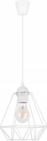 KÉSZLETKISÖPRÉS! Glimex Diamond Eko nagy méretű drót búrás függőlámpa fehér 1xE27