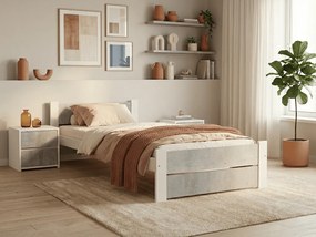 IKAROS DOUBLE ágy 90 x 200 cm, beton/fehér Ágyrács: Léces ágyrács, Matrac: Coco Maxi 20 cm matrac