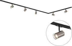 Modern fekete 1-fázisú sínrendszer 5 gunmetal spotlámpával - Iconic Lloyd