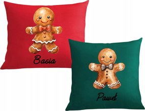 Két párna párnahuzat Karácsonyi ajándék mézeskalácsokkal Személyre szabás