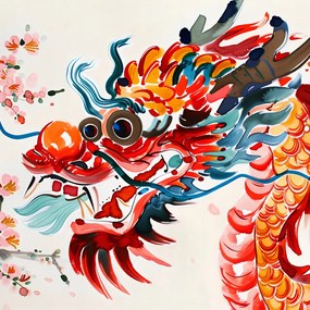 Poszter 50x50cm Élő színű sárkány