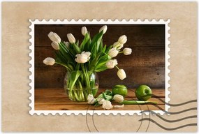 Poszterek 90x60 Fehér tulipánok Deszka