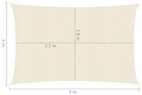 krémszínű HDPE napvitorla 160 g/m² 2 x 3 m