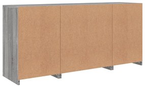 szürke sonoma tálalószekrény LED-világítással 142,5x37x67 cm