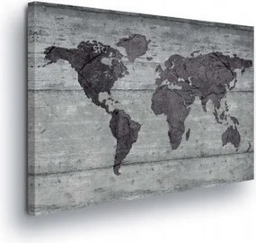 Vászonkép 60x40 Világtérkép beton textúra szürke minimalizmus utazás loft stílus