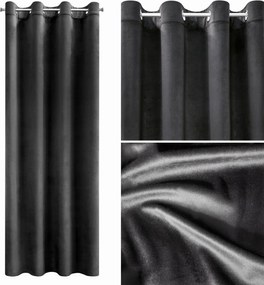 Kész velúr bársony függöny 135x250cm fekete, karikás