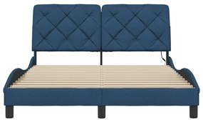 kék szövet ágykeret LED-es matrac nélkül 140 x 200 cm