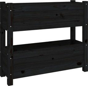 vidaXL fekete tömör fenyőfa növénytartó 77x25x66 cm