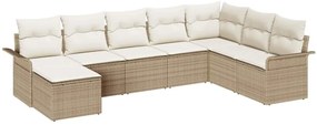 vidaXL Kerti Kanapé Szett párnával tárolóval 8 pcs Bézs Poli rattan
