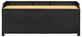 fekete polyrattan kerti tárolópad 120 cm