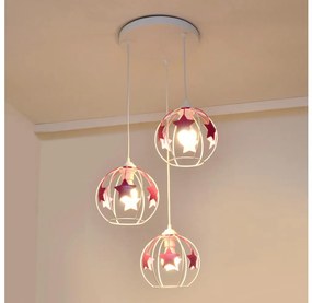 Gyerek csillár zsinóron STARS 3xE27/15W/230V rózsaszín/fehér