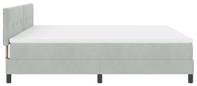 Boxspring Ágy Matraccal Világosszürke 200x200 cm Bársony