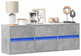 betonszürke falra szerelhető TV-szekrény LED-del 130x31x45 cm