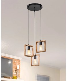 Zuma Line ASZ.1678 - Csillár zsinóron ATRIA 3xE27/20W/230V fenyő/fekete