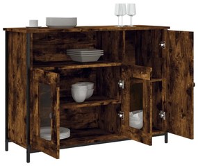 füstös tölgyszínű szerelt fa tálalószekrény 100 x 35 x 75 cm