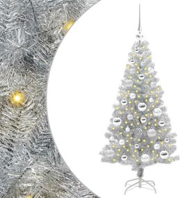 vidaXL Karácsonyfa 150 LED-del állvánnyal Ezüst 120 cm PET
